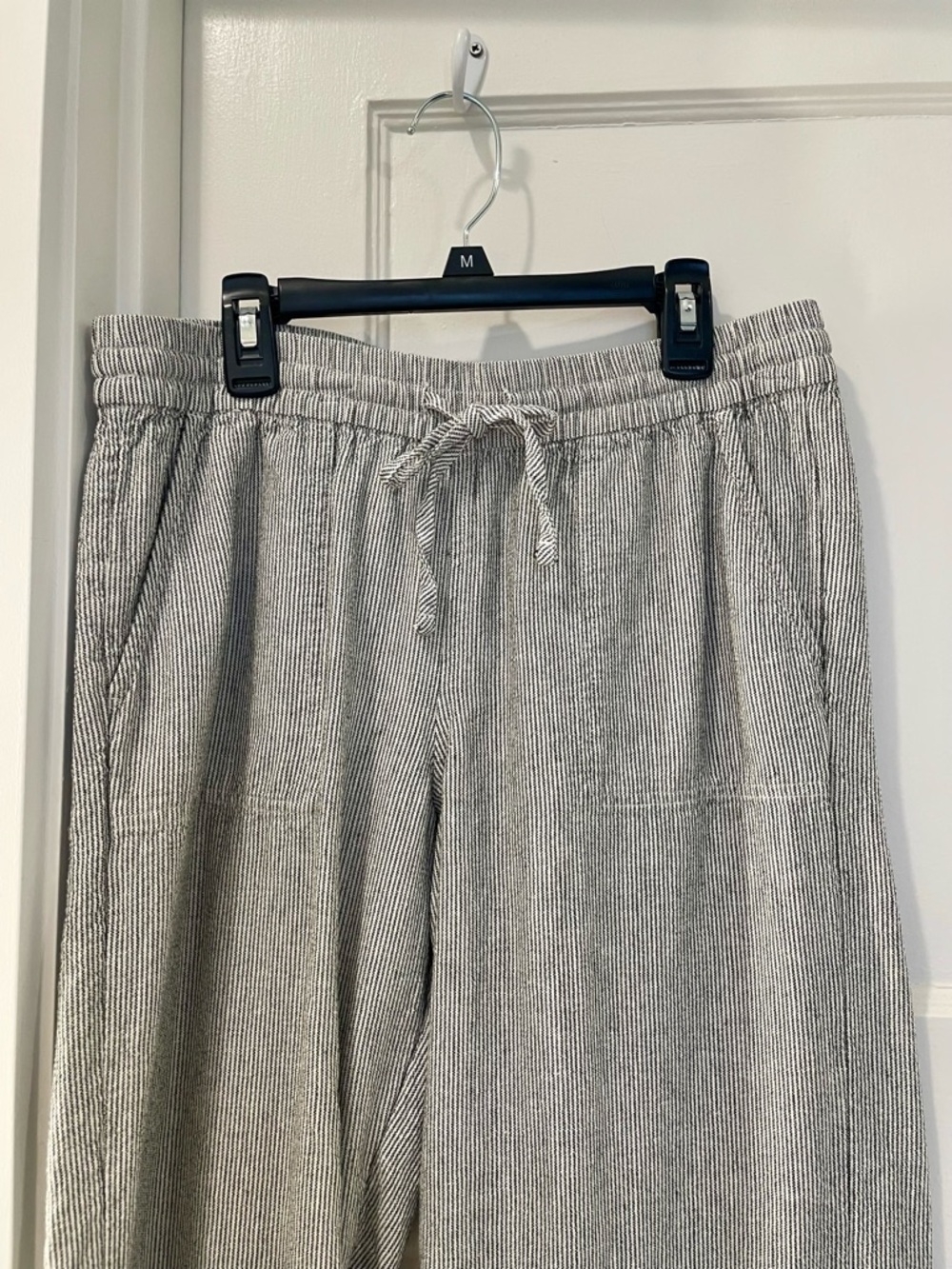 Caslon Linen Blend Pinstriped Drawstring Wide Leg Pant